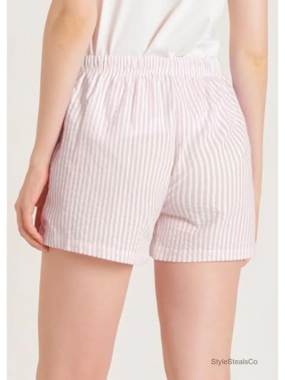 Women's Cotton Pajama Shorts Soft Seersucker Sleep Shorts 2-Pack with Pockets